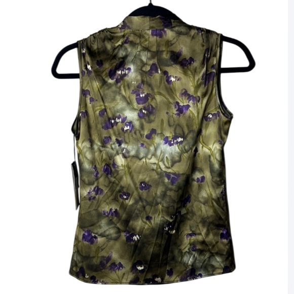 PIAZZA SEMPIONE NWT SILK TIE NECK SLEEVELESS TOP - US 4 / IT 40 - Picture 2 of 11